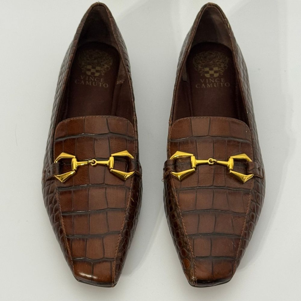 Vince Camuto Darmitta Rich Cocoa/Glaze Crocodile Loafer Size 8.5